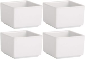 home essentials 15247 fiddle and fern square mini taster bowls, set of 4, 4-inch height, white
