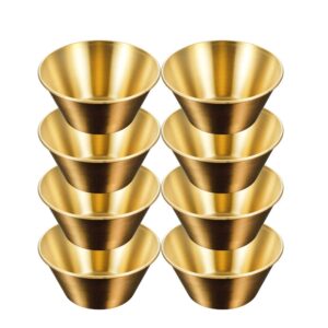 maiwalk dessert bowls set of 8 stainless steel cereal bread ice cream round seasoning bowl sauce dishes small bouillon cups appetizer plates (gold, 3.94 inch)