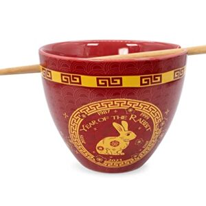 Boom Trendz Year Of The Rabbit Chinese Zodiac Ceramic Dinnerware Set Includes 16 Ounce Ramen Noodle Bowl and Red One Size