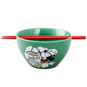 bioworld disney mickey & minnie 20 oz ramen bowl with chopsticks