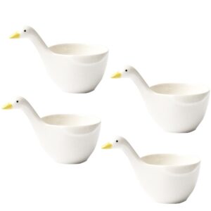 wait fly 4pcs cute duck shape ceramic dessert bowls/seasoning dishes/dipping bowls/ketchup saucer/tea bag holders for salad pudding yogurt best for home kitchen