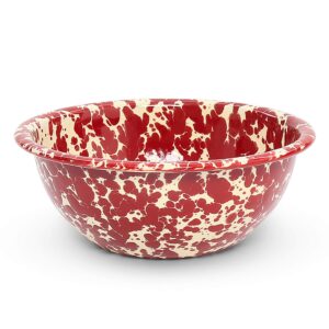 crow canyon home enamelware cereal bowl, 20 ounce, burgundy/cream splatter (single)