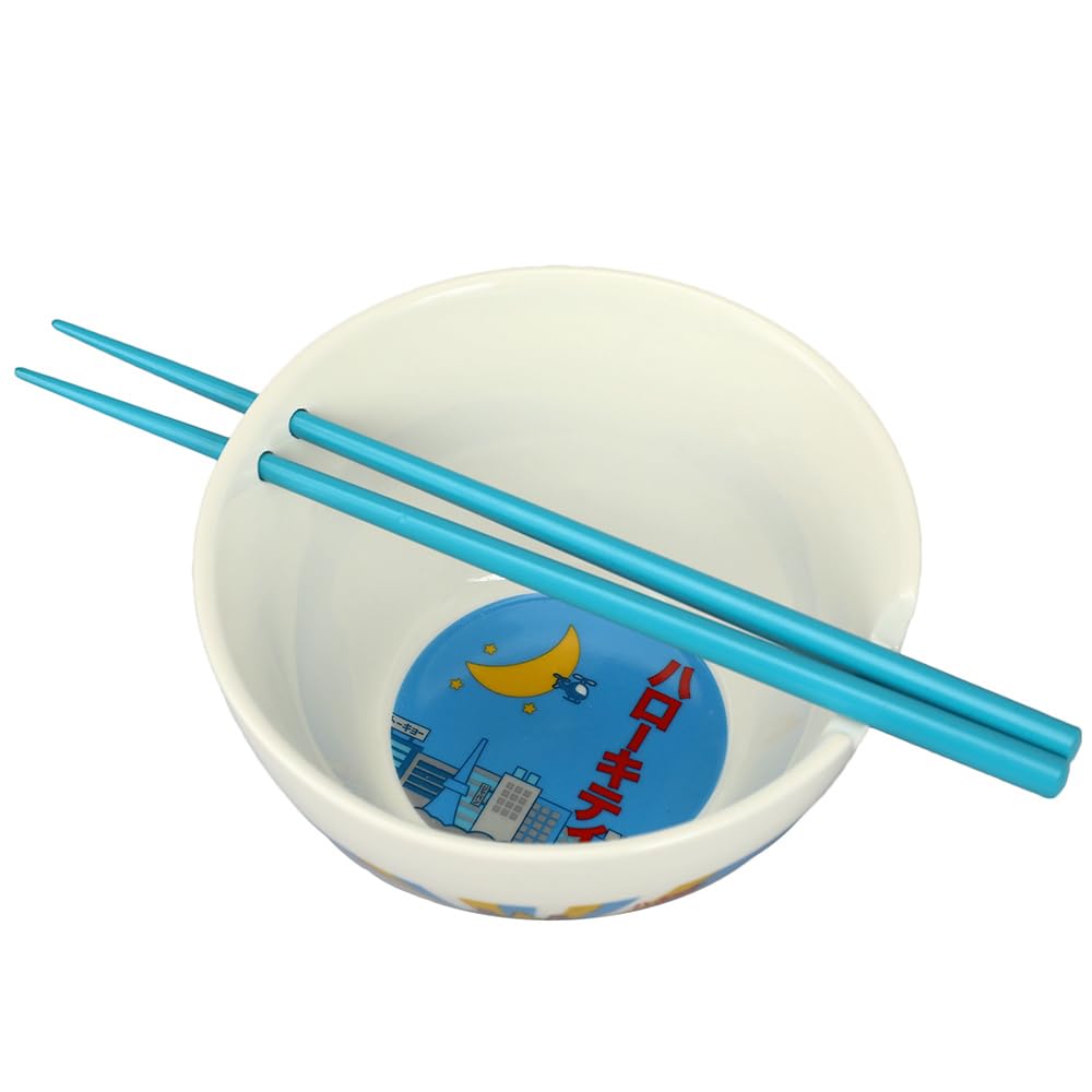 Bioworld Hello Kitty Kaiju Ceramic 20 oz Ramen Bowl with Chopsticks