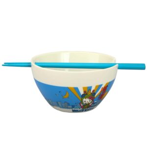 Bioworld Hello Kitty Kaiju Ceramic 20 oz Ramen Bowl with Chopsticks