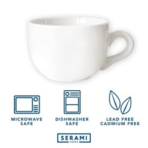 Serami Oversized Ceramic Coffee Mug with Handle - Large 22 oz Coffee Cup, Perfect for Latte, Cappuccino, Soup, Cereal - Ideal for Everyday Use - Ceramic Bowl Set, Large Coffee Mug Set (White 2 Pack)
