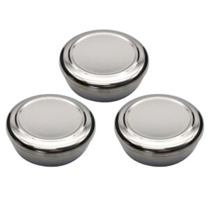 garasani 3 pack korean traditional stainless steel good fortune rice bowl with lid set (silver 3pcs)