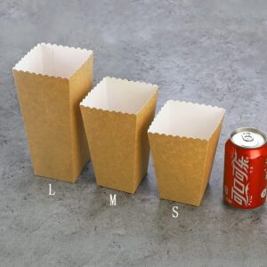 UUYYEO 20 Pcs Kraft Paper Popcorn Boxes Bags Buckets French Fries Cups Candy Snack Holder Containers for Carnival Party Movie