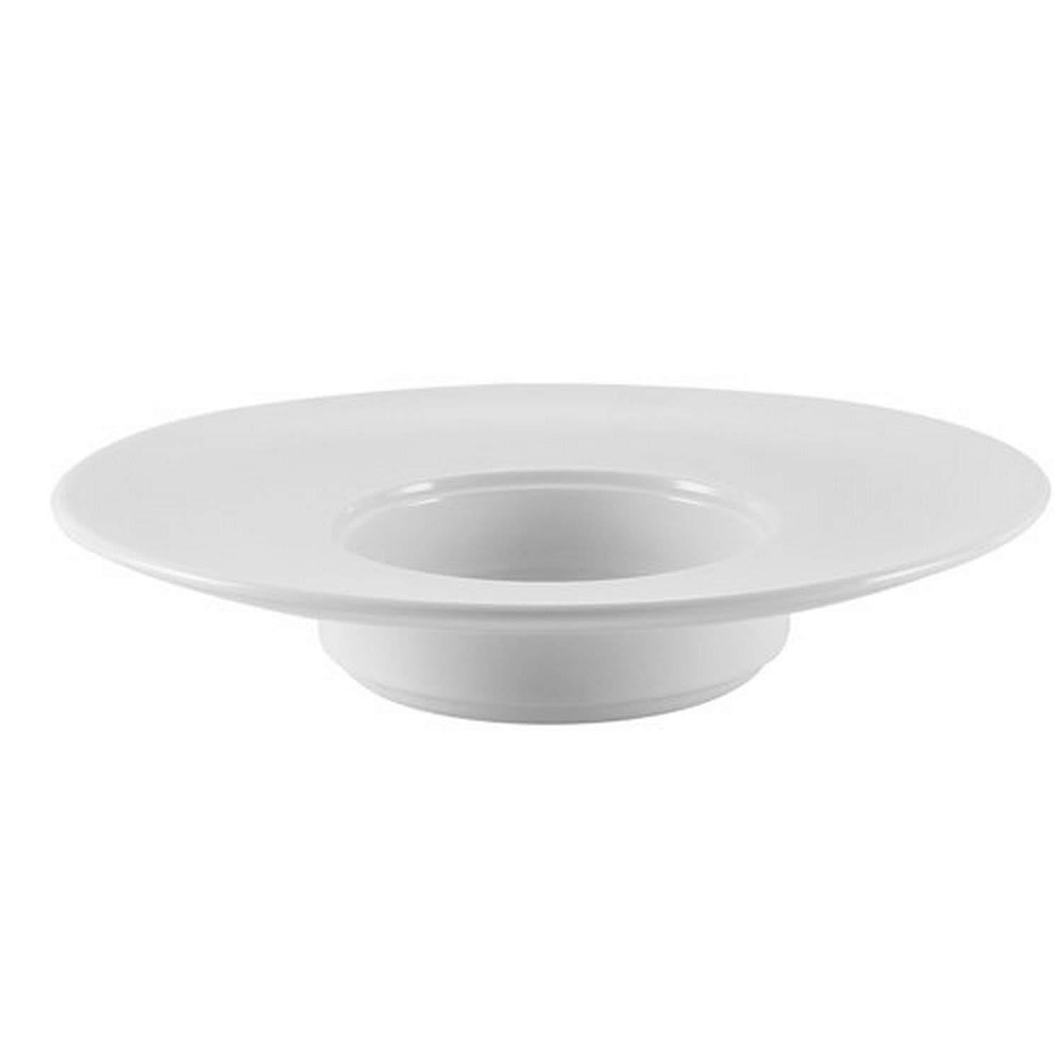 CAC China RCN-310 Clinton 7 oz Porcelain Round Wide Rim Pasta Bowl, 10" Diameter by 2", Super White (Box of 12)