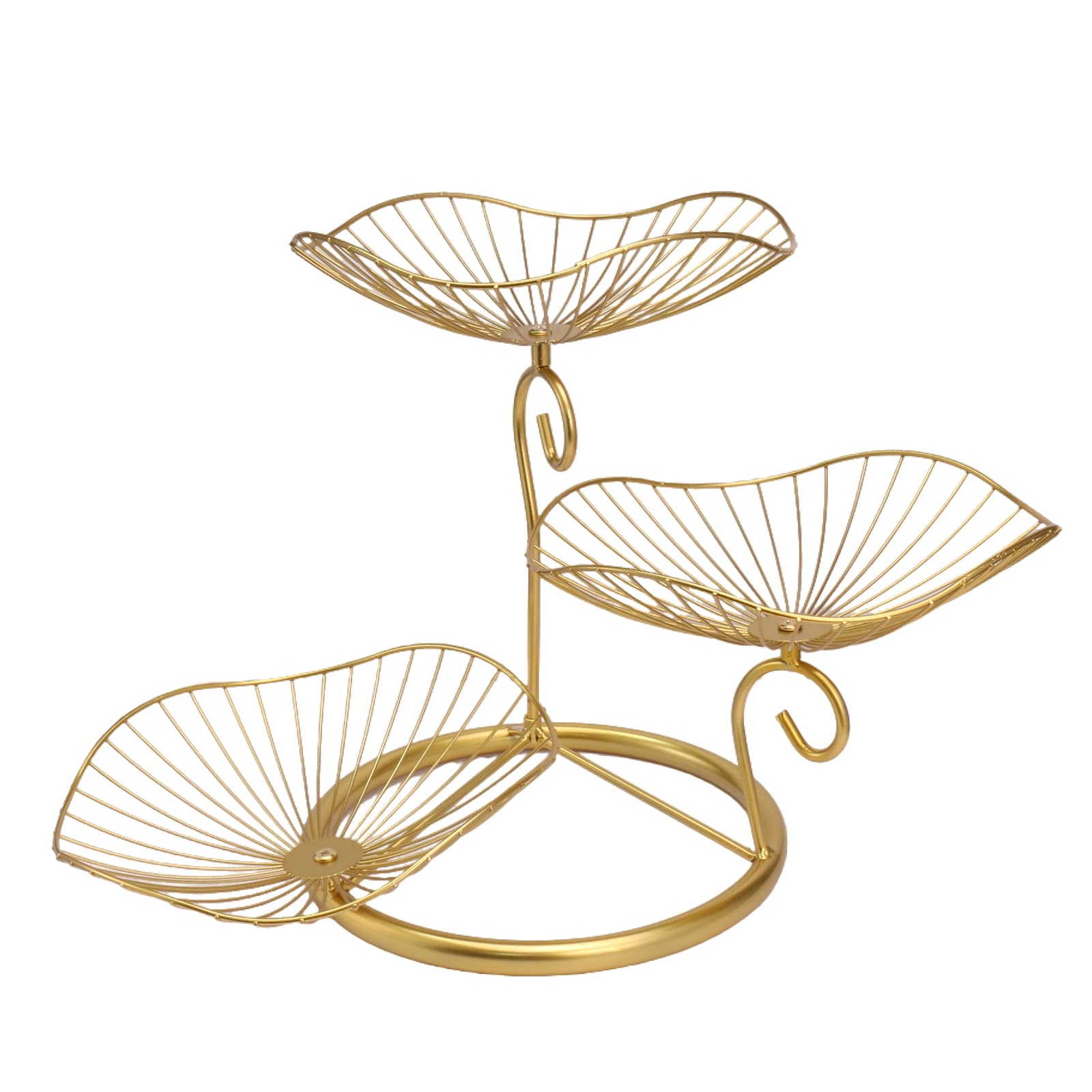 3 Tier Fruit Basket Fruit Bowl Wire Basket Stand For VegetablesDecorative Fruit Bowl Stand Detachable Bread Snacks Baskets Holder Large Capacity Fruit Tray(Gold)