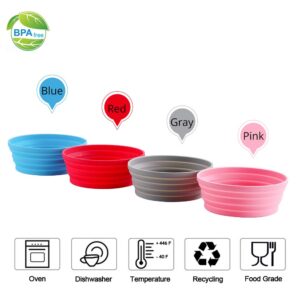Ecoart Silicone Expandable Collapsible Bowl for Travel Camping Hiking (Red(L))