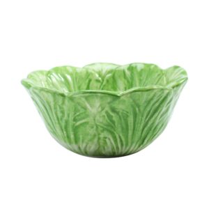 upkoch kids ceramic bowl chinese cabbage design food bowls container for dessert fruit salad (green)