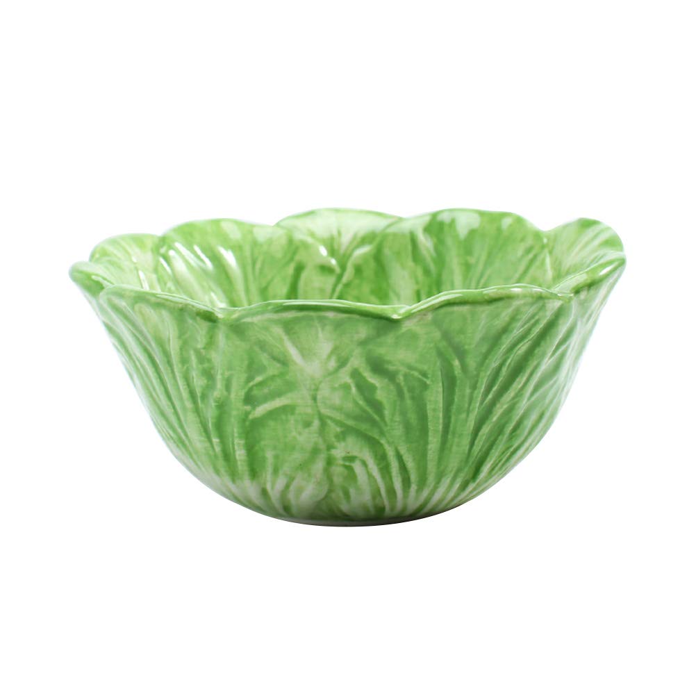 UPKOCH Kids Ceramic Bowl Chinese Cabbage Design Food Bowls Container for Dessert Fruit Salad (Green)