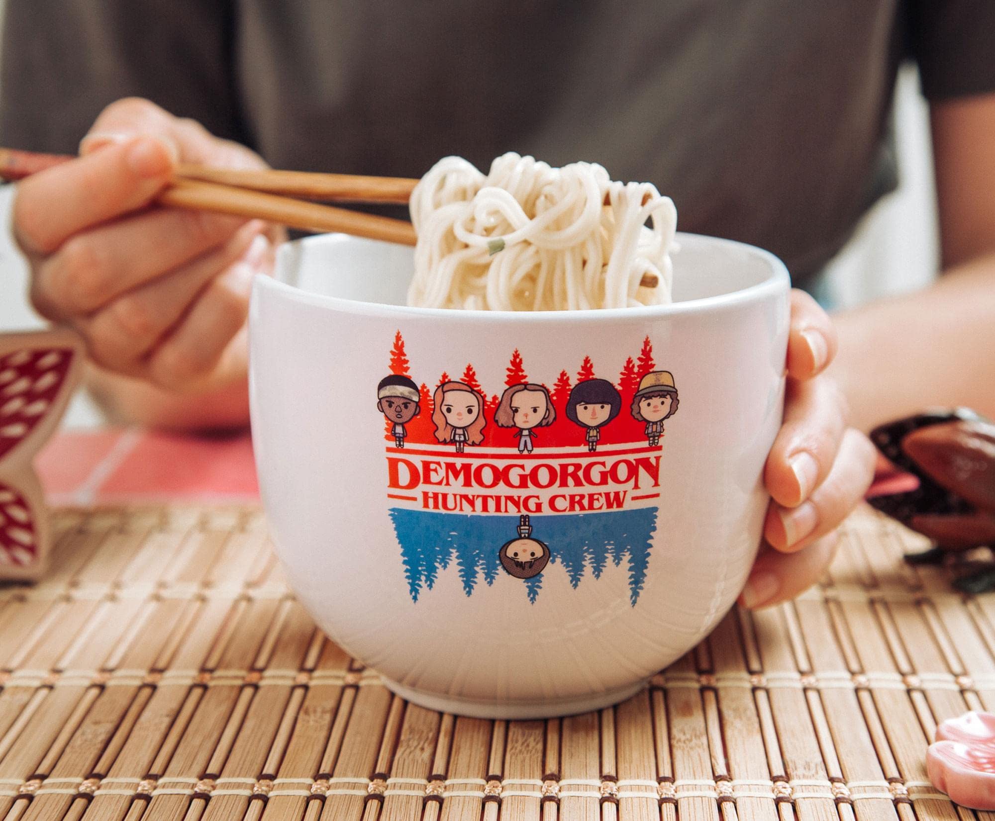 Stranger Things Demogorgon Hunting Crew 20-Ounce Ramen Bowl and Chopstick Set