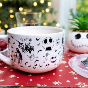 Disney The Nightmare Before Christmas Scary Citizens Ceramic Soup Mug With Lid