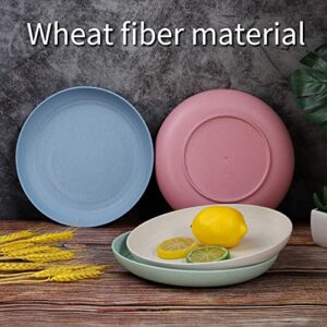 Wheat Straw Dinnerware Sets (12pcs) Multi Color Lightweight Bowls, Cups, Plates Set Reusable, Dishwasher Safe, Wheat Straw Bowls Plates Mugs