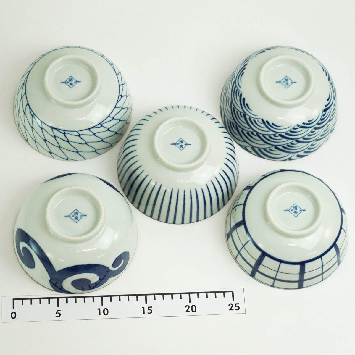 Saikai Pottery Traiditional Japanese Blue And White patterns Japanease Rice Bowls (5 bowls set) 31043 from Japan