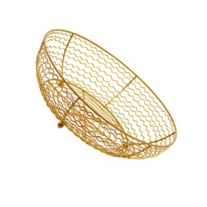 zerodeko decorative storage baskets iron fruit basket vegetable bowl holder dish washing storage basket decorative bread snack stand tray organizer for room kitchen cabinet pantry s golden