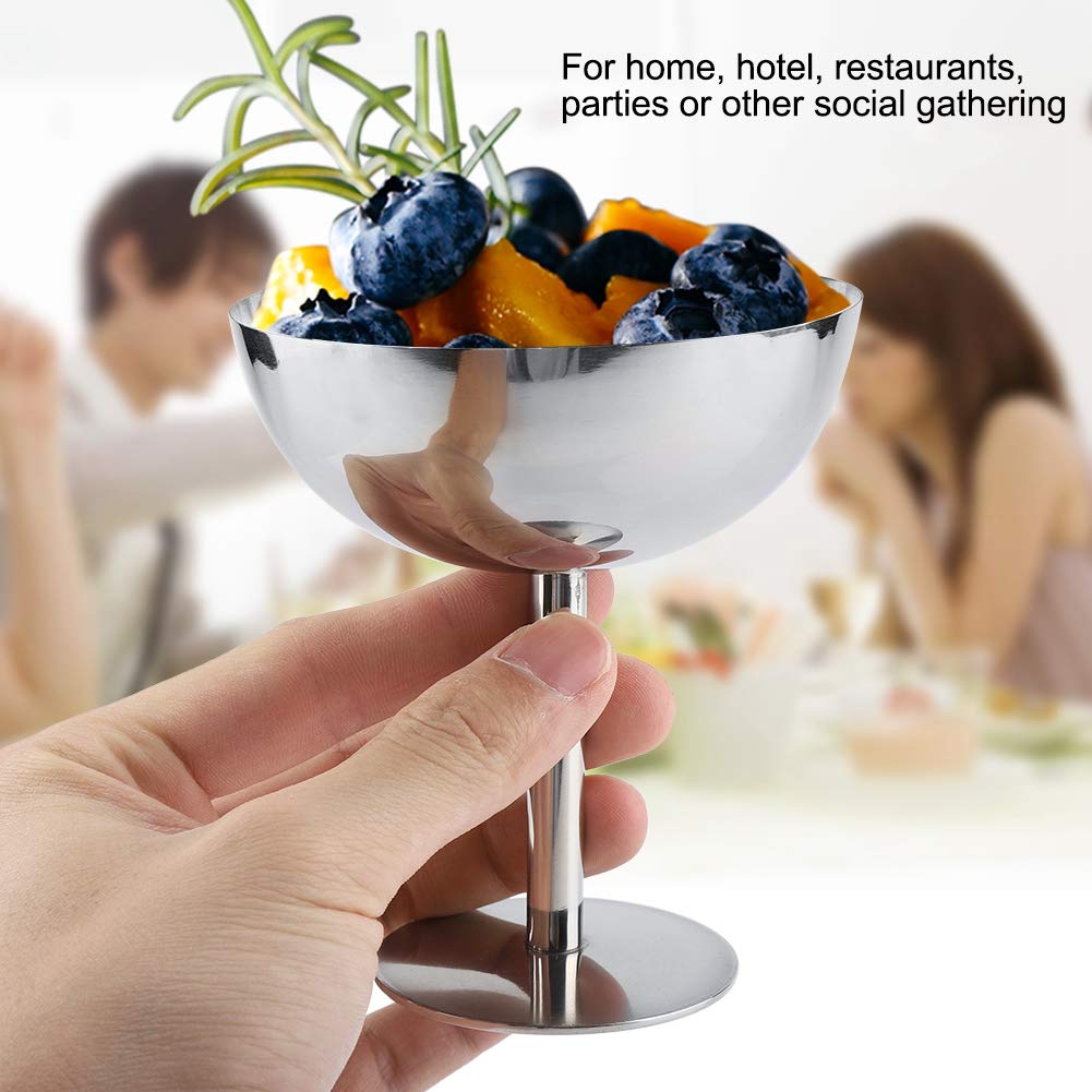 Hapivida Stainless Steel Ice Cream Cup, Serving Dessert Bowls Cups Sauce Bowls Mini Round Footed Yogurt Snack Candy Cups for Salad Fruit Pudding (Tall)