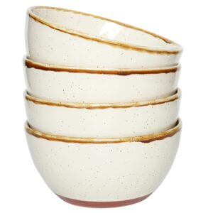 bosmarlin ceramic cereal bowl set of 4, 26 oz, soup bowl, dishwasher and microwave safe (beige, 6 in)