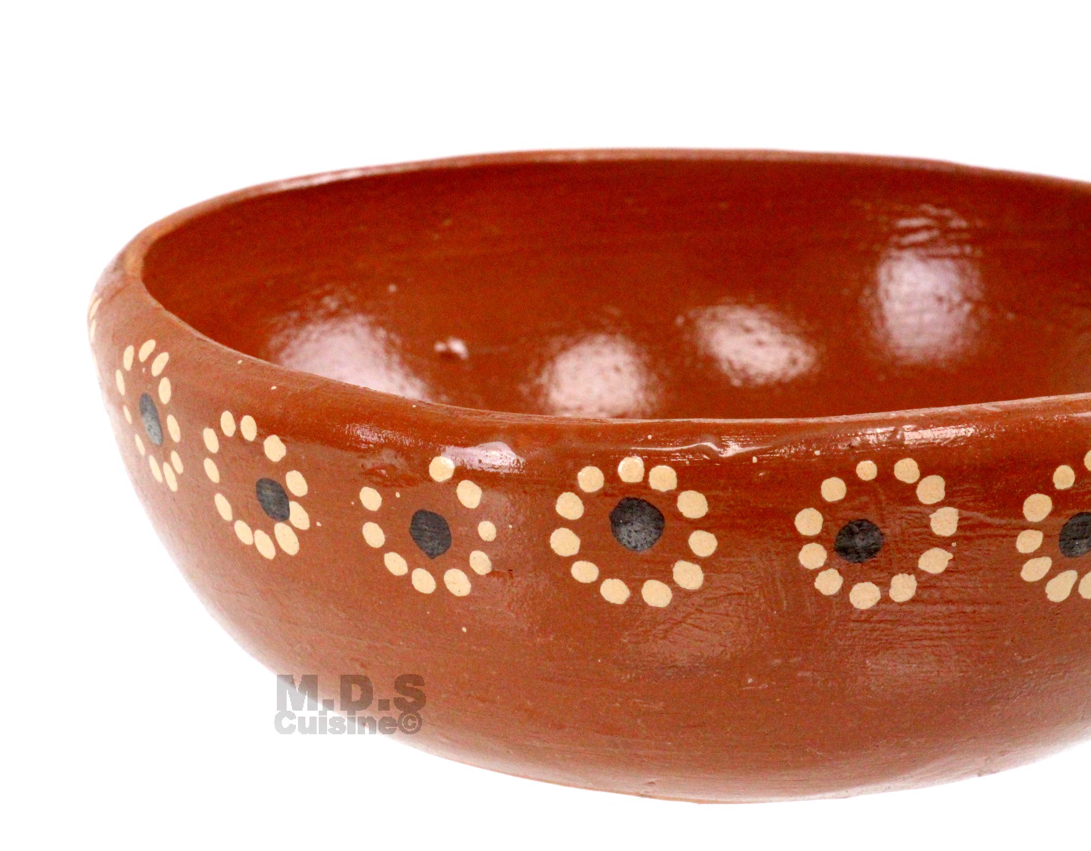 Ematik Plato Pozolero Bowl De Barro Mexican Artisan Floral 100% Clay Soup Pozole Menudo Caldo Bowls