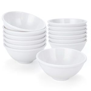 cooktaitai mini dipping bowls set, soy sauce dishes 4.5 oz 3.5 inch mini bowls set,unbreakable melamine plastic bowls for bbq sauce, seasoning condiments appetizer, white,12 pack