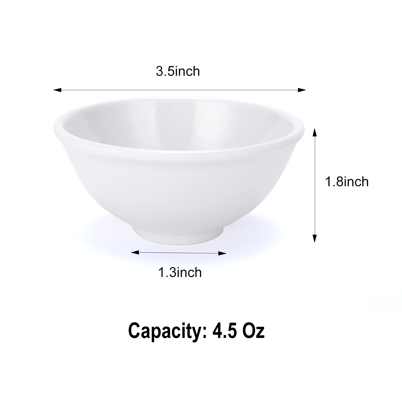 CookTaitai Mini Dipping Bowls Set, Soy Sauce Dishes 4.5 Oz 3.5 Inch Mini Bowls Set,Unbreakable Melamine Plastic Bowls for BBQ Sauce, Seasoning Condiments Appetizer, White,12 Pack