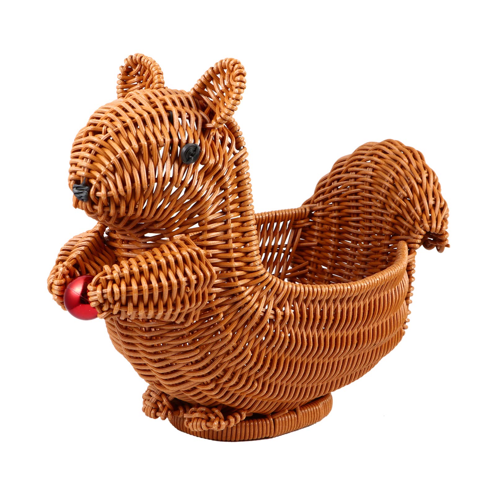 Cabilock Rattan Fruit Baskets Squirrel Shape Woven Bread Baskets Wicker Food Tray Fruit Serving Display Bowl Weaving Storage Organizer for Snacks