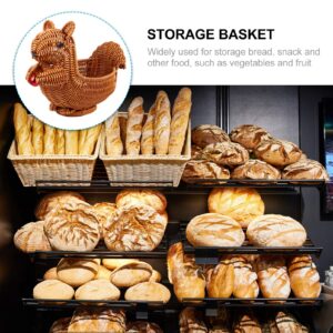 Cabilock Rattan Fruit Baskets Squirrel Shape Woven Bread Baskets Wicker Food Tray Fruit Serving Display Bowl Weaving Storage Organizer for Snacks