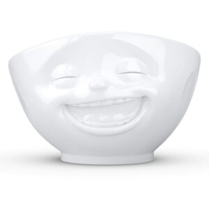 fiftyeight products tassen porcelain bowl, laughing face edition, 16 oz. white, (single bowl) for serving cereal, soup