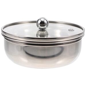 cabilock stainless steel bowl with glass cover lid insulated large capacity steamed rice bowl soup bowl mixing bowl for salad noodles pasta milk can
