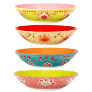 certified international francesca 44 oz. soup/cereal bowls, set of 4 assorted designs