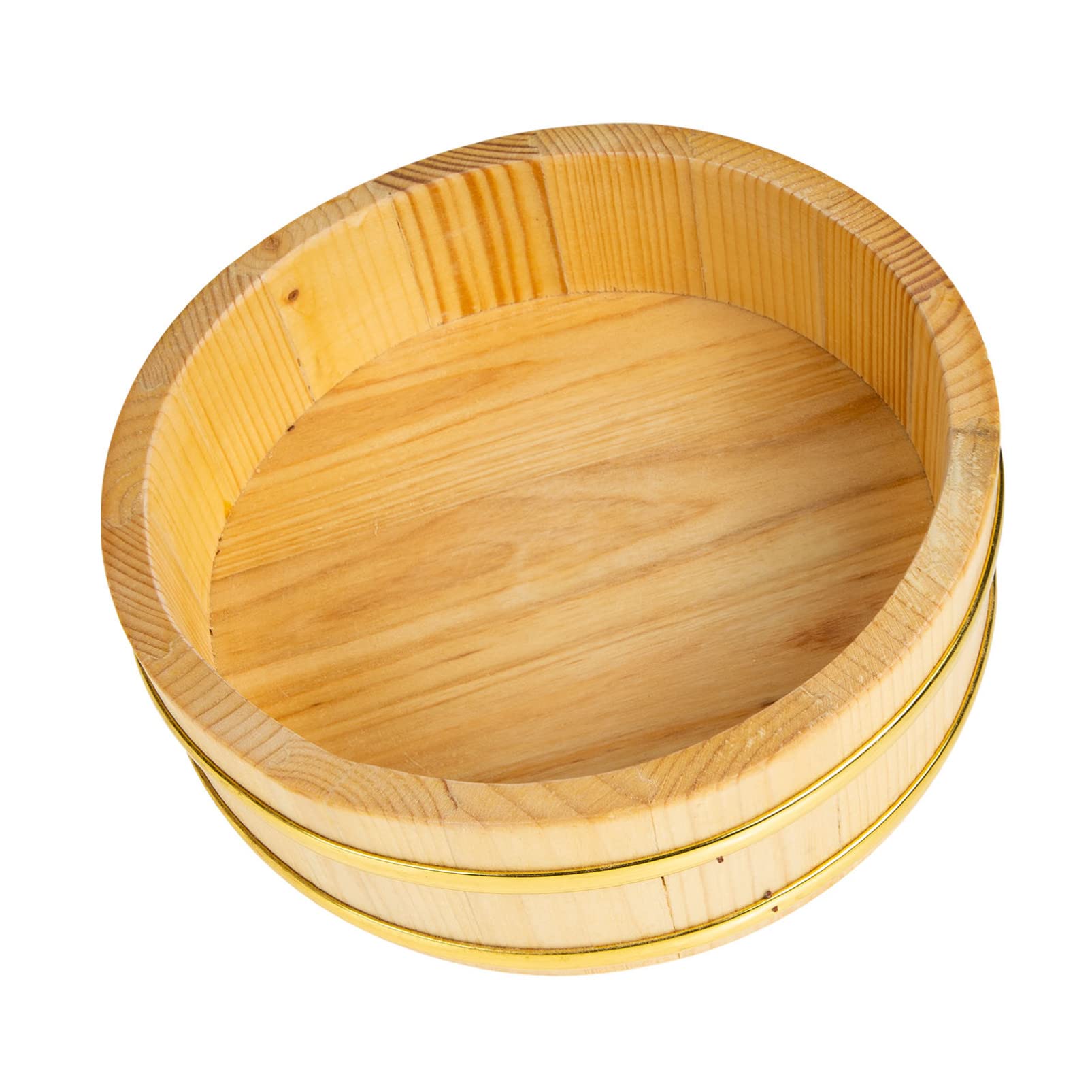 YARNOW Sushi Rice Mixing Tub, Wooden Sushi Rice Bowl, Japanese Sushi Bucket (7.9 Inch, Khaki)