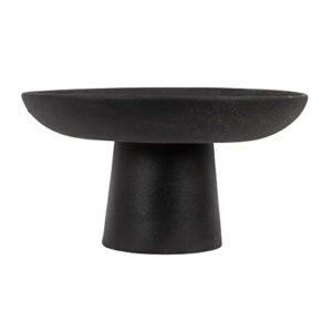 CTG Matte Black Pedestal Bowl, Textured Matte Black,Cylindrical Footed, Natural and Minimalist Style, Perfect for Home Décor,Food Safe, Fruit Bowl for Kitchen/Table Counter Top, 9" D x 5" H