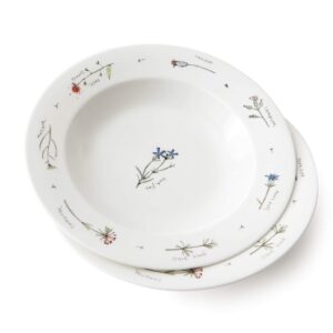 RACHEL BARKER Meadow Flower Porcelain Salad Pasta Bowls Set of 2, 13oz