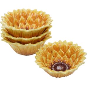 certified international sunset sunflower 6.5" 3-d ice cream bowl, set of 4,one size, multicolored