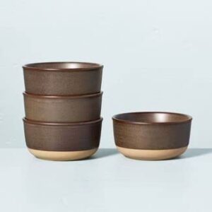 set of 4 modern rim stoneware mini bowl espresso brown- hearth & hand™ with magnolia