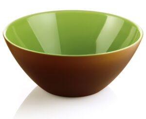 guzzini my fusion large bowl, bpa-free shatter-resistant acrylic, 9-3/4 inch diameter, ideal for serving main dishes, salads and snacks, mocha, kiwi