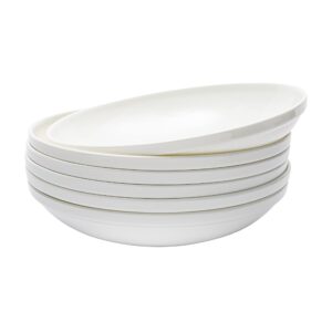 vikko pasta bowls, 8.5 inch salad bowls, white soup bowls, fine bone china pasta bowls, set of 6, microwave and dishwasher safe