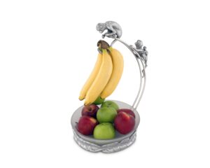 arthur court designs aluminum monkey banana holder counter top stand with glass fruit bowl 9.5 inch diameter x 17 inch tall