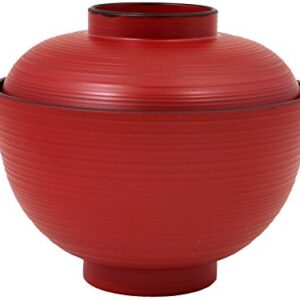 Happy Sales HSWF201R Japanese Soup Rice Bowl with Lid, Red