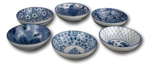 porcelain chinese japanese bowl sets with free 6 porcelain spoons, set of 6