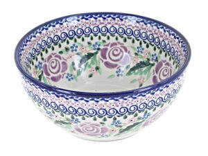 blue rose polish pottery forever rose cereal/soup bowl