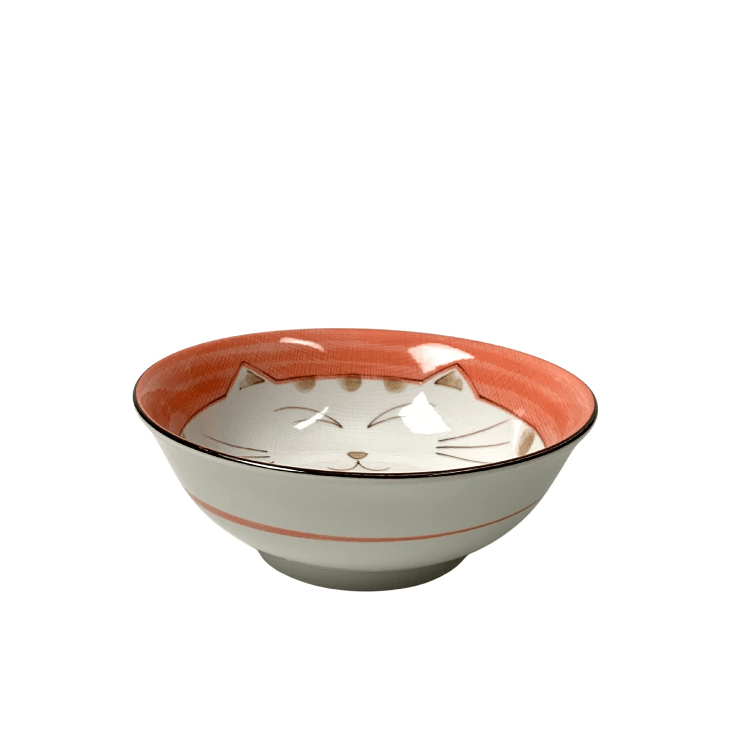JapanBargain, Japanese Porcelain Bowl Rice Bowl Udon Bowl Ramen Noodle Soup Bowl Cereal Bowl Poke Bowl Pho Bowl Made in Japan, Maneki Neko Smiling Cat Pattern (2, Pink)