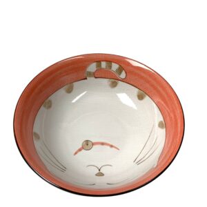 JapanBargain, Japanese Porcelain Bowl Rice Bowl Udon Bowl Ramen Noodle Soup Bowl Cereal Bowl Poke Bowl Pho Bowl Made in Japan, Maneki Neko Smiling Cat Pattern (2, Pink)