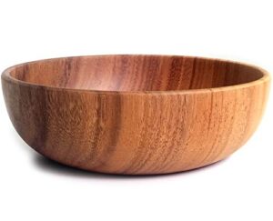 weigeer acacia wooden salad serving bowl solid wood hand-carved bowl fruit bowl 9.5