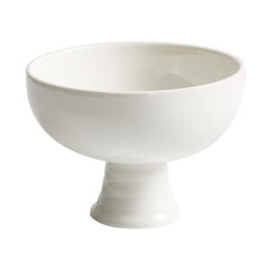 yardwe ceramic footed bowl round bowl fruit bowl holder dessert display stand decorative bowl for kitchen table decor white (5inch)