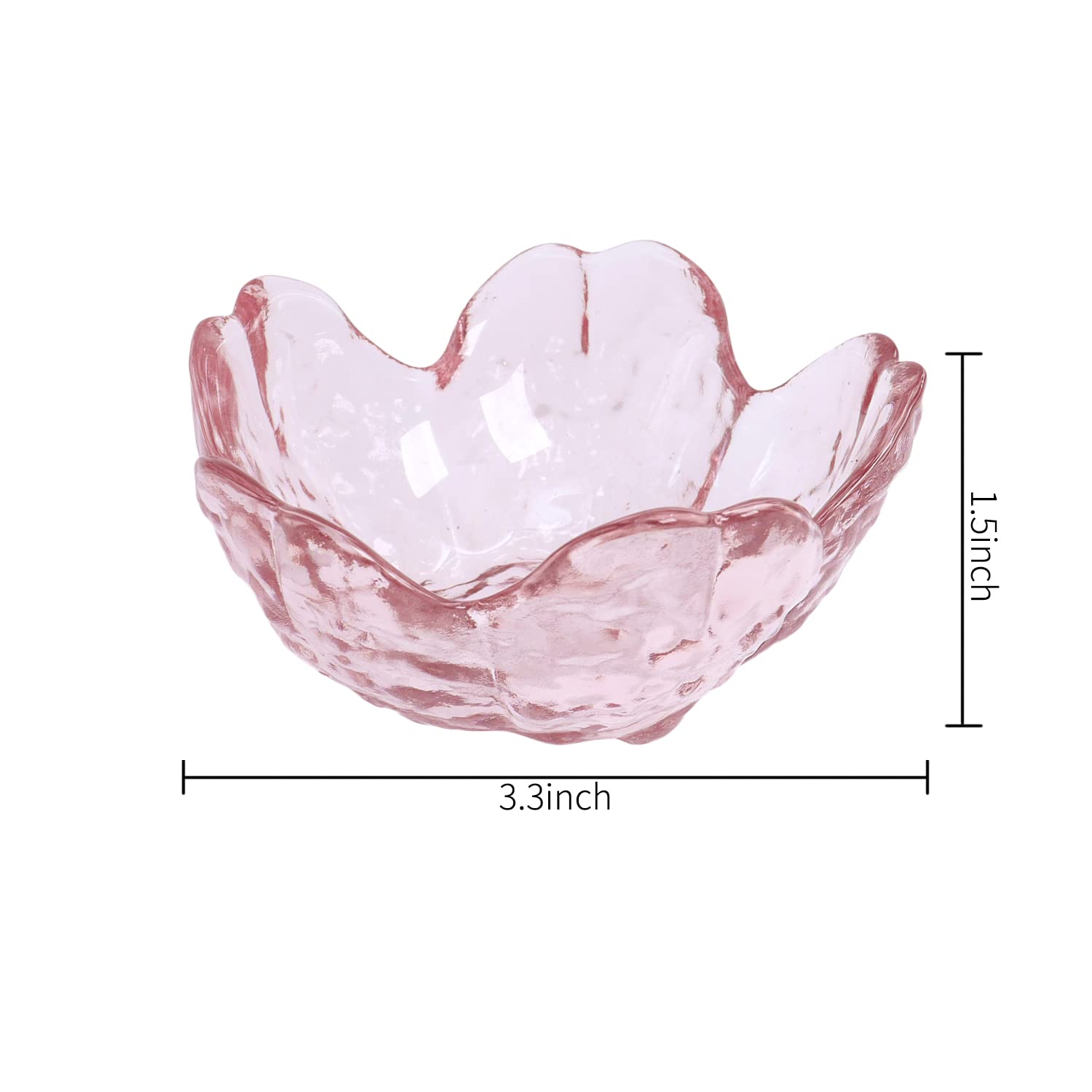 Bettli Glass Bowls Set Cute Sakura Shaped Dish for Snack ice cream Soy Sauce Pack of 8 Pink
