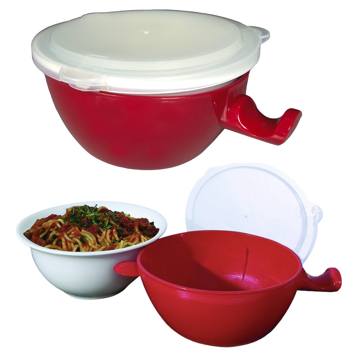 2 Yum! Heat & Eat 24oz Microwave Bowl 3pc Set Stay Cool Handle For Ramen Soup Containers