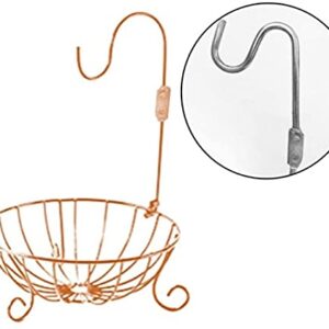 BaHoki Essentials Fruit Tree Bowl with Foldable Banana Hanger, Wire Storage Basket (Copper/Rose Gold)