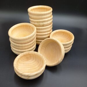 tubibu set of 6 ash wood mini bowls set, handmade, handcrafted wooden mini bowls, pinch bowls, condiment cups, salt cellars, dip sauce, nuts, candy, fruits, appetizer, and snacks